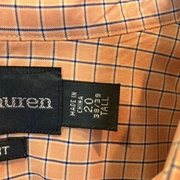 Ralph Lauren Mens 20 / 38 / 39 Tall Classic Fit Checked Button Down Shirt FLAW - Picture 4 of 11